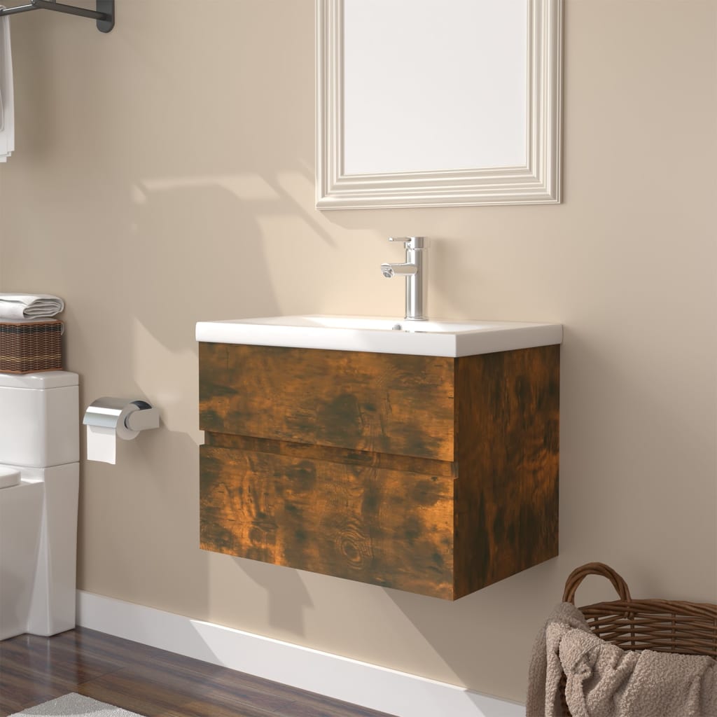 Waschbeckenunterschrank Mit Einbaubecken Und Wasserhahn