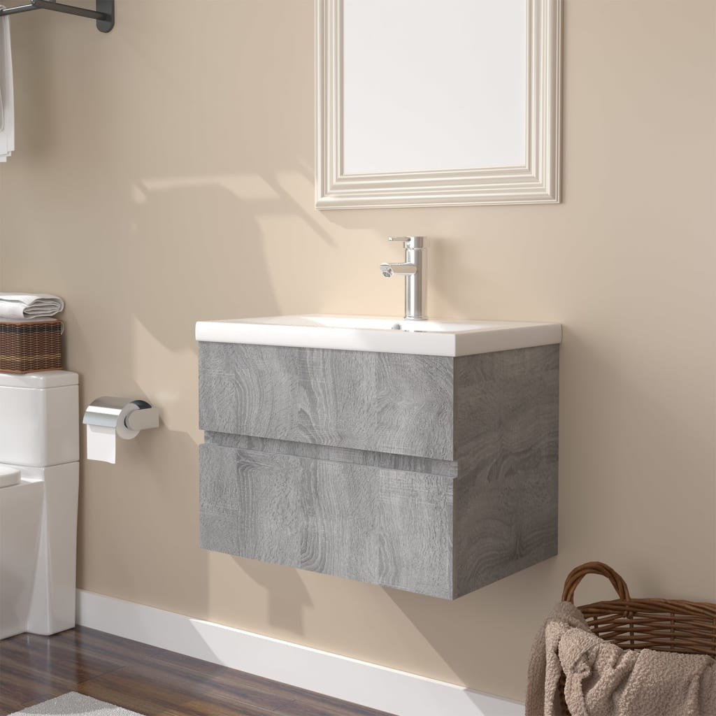 Waschbeckenunterschrank Mit Einbaubecken Und Wasserhahn