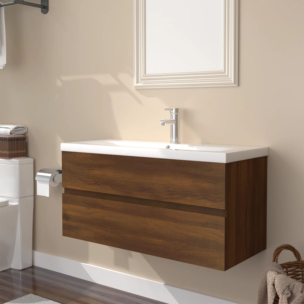 Waschbeckenunterschrank Mit Einbaubecken Und Wasserhahn