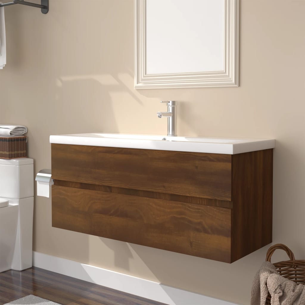 Waschbeckenunterschrank Mit Einbaubecken Und Wasserhahn