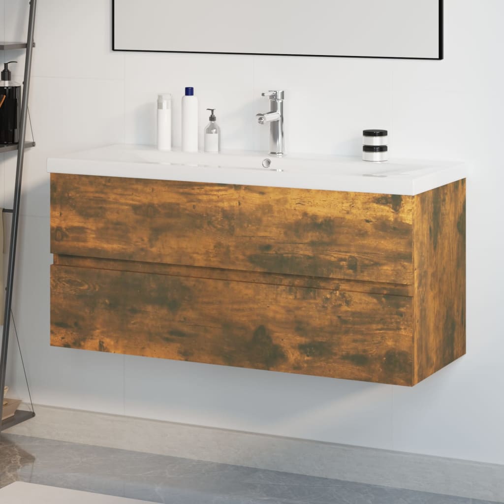 Waschbeckenunterschrank Mit Einbaubecken Und Wasserhahn