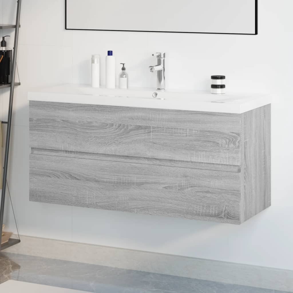 Waschbeckenunterschrank Mit Einbaubecken Und Wasserhahn