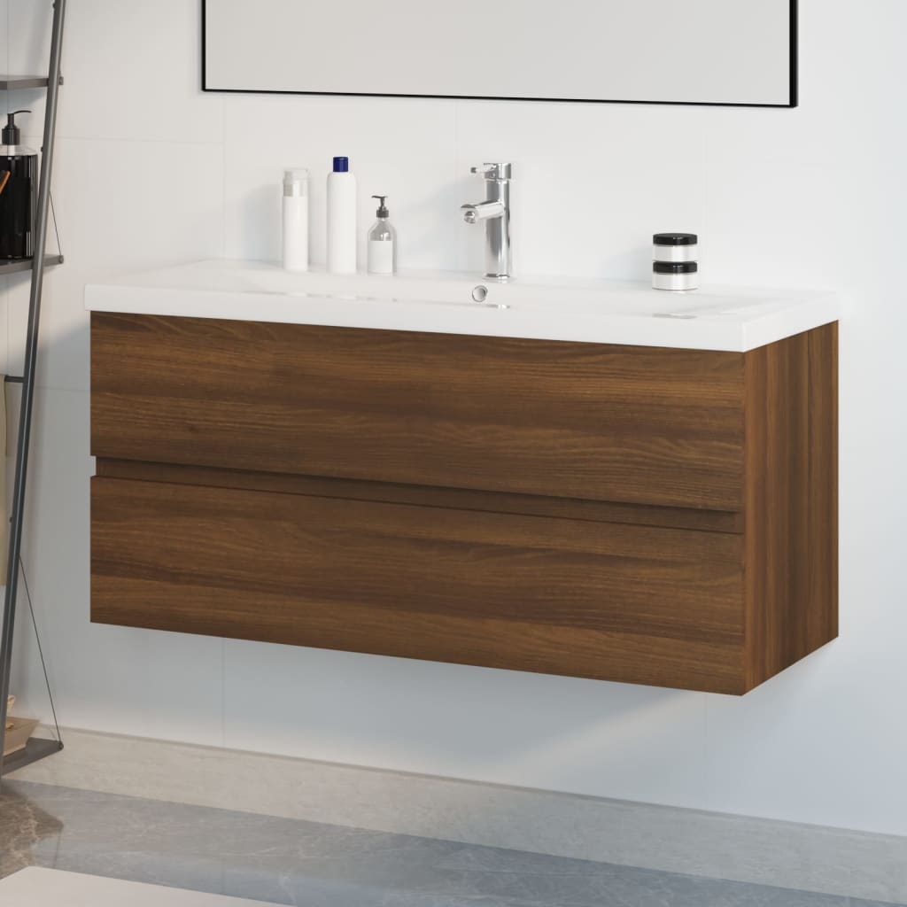 Waschbeckenunterschrank Mit Einbaubecken Und Wasserhahn