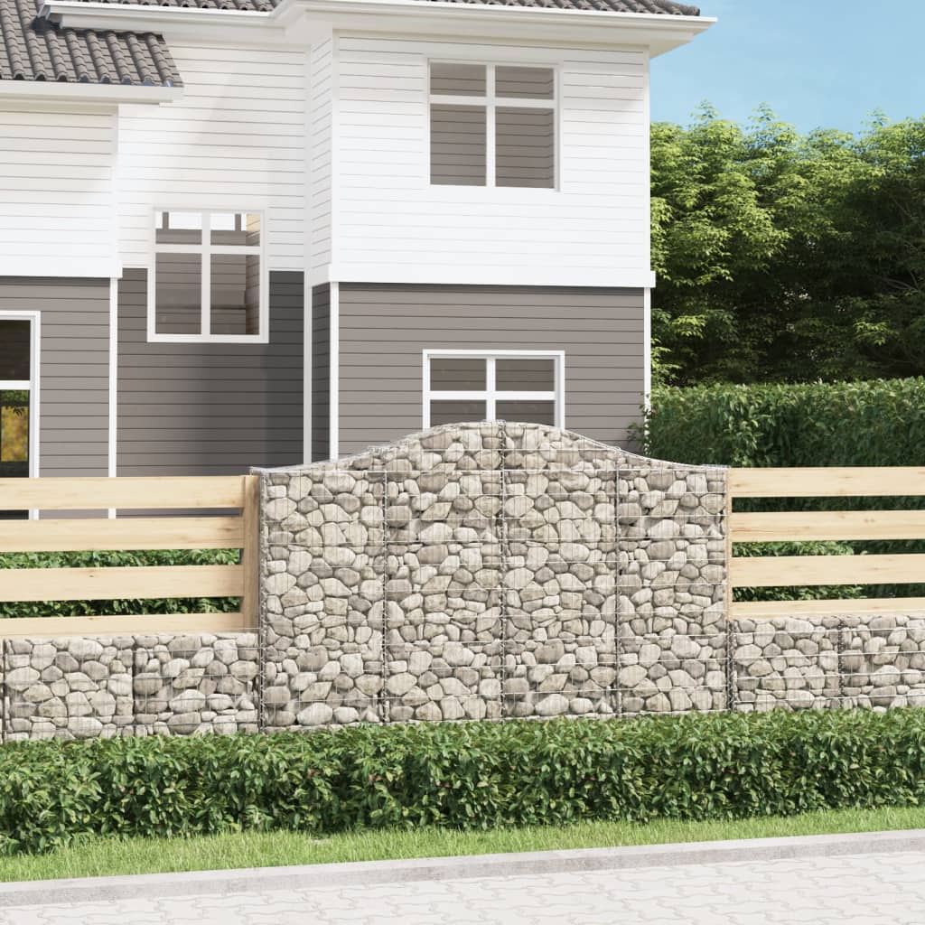 Gabionen Mit Hochbogen 8 Stk. 400X30X80/100Cm Verzinktes Eisen Rot