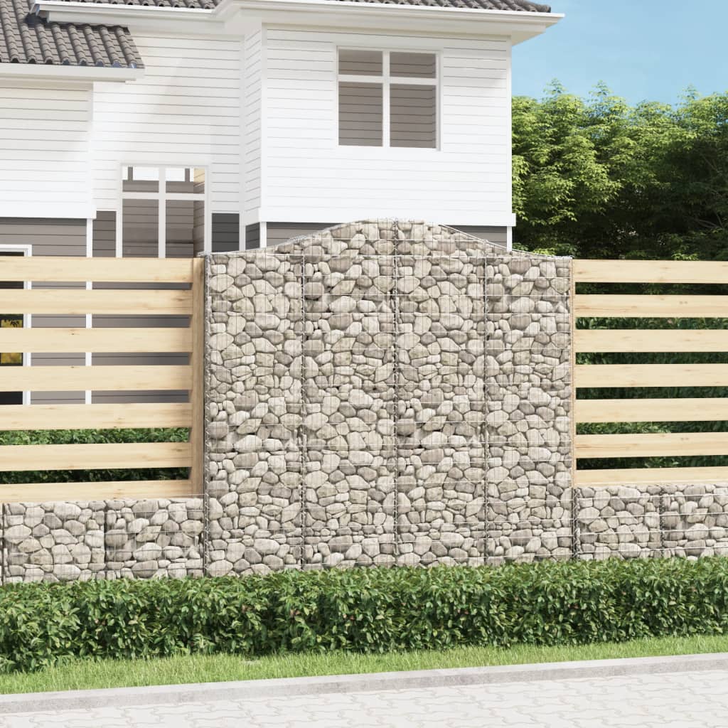 Gabionen Mit Hochbogen 8 Stk. 400X30X80/100Cm Verzinktes Eisen Rot