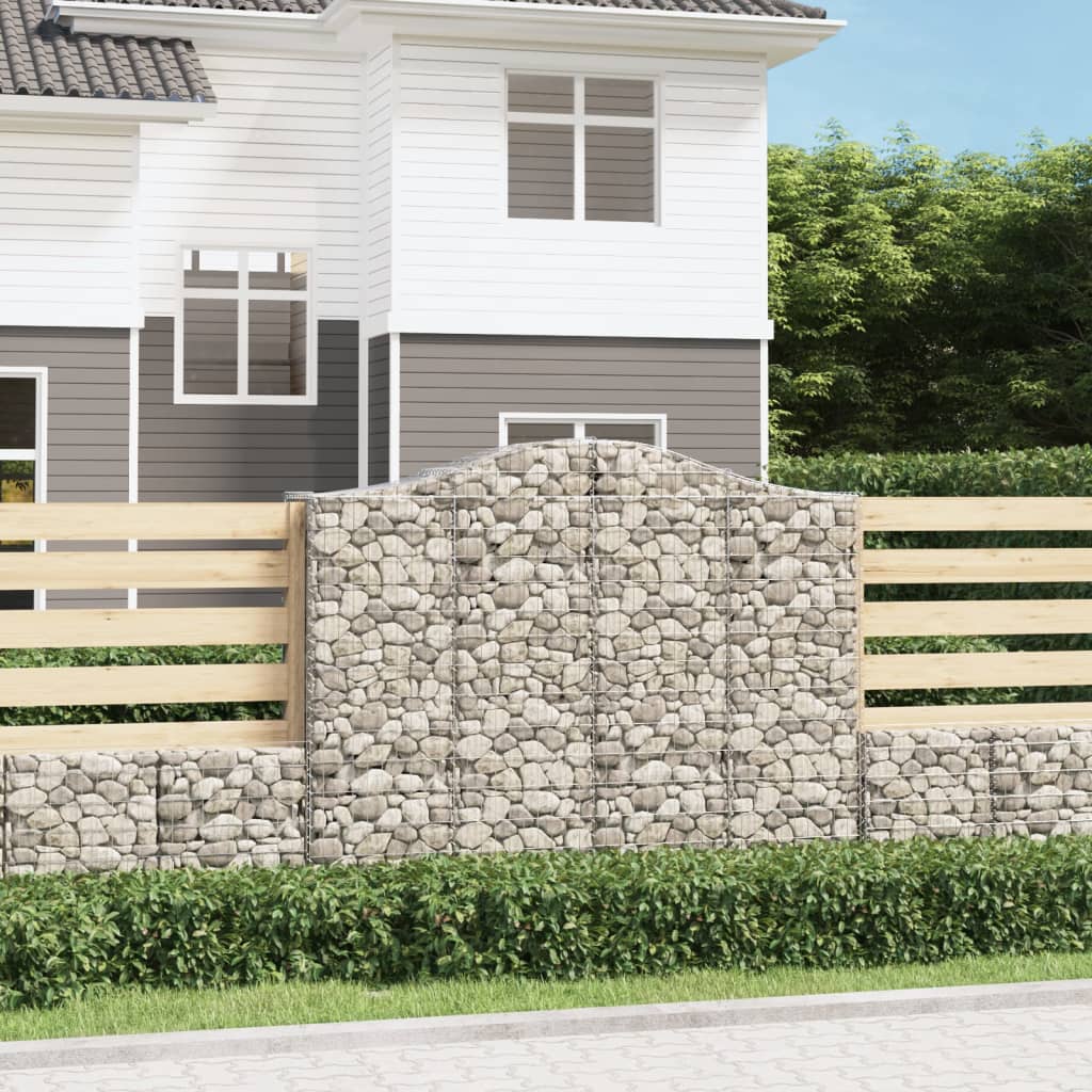 Gabionen Mit Hochbogen 8 Stk. 400X30X80/100Cm Verzinktes Eisen Rot