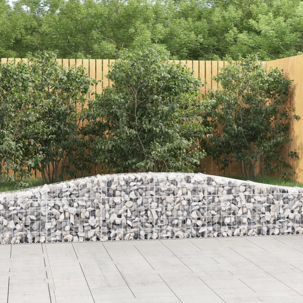 Gabionen Mit Hochbogen 8 Stk. 400X30X80/100Cm Verzinktes Eisen Rot