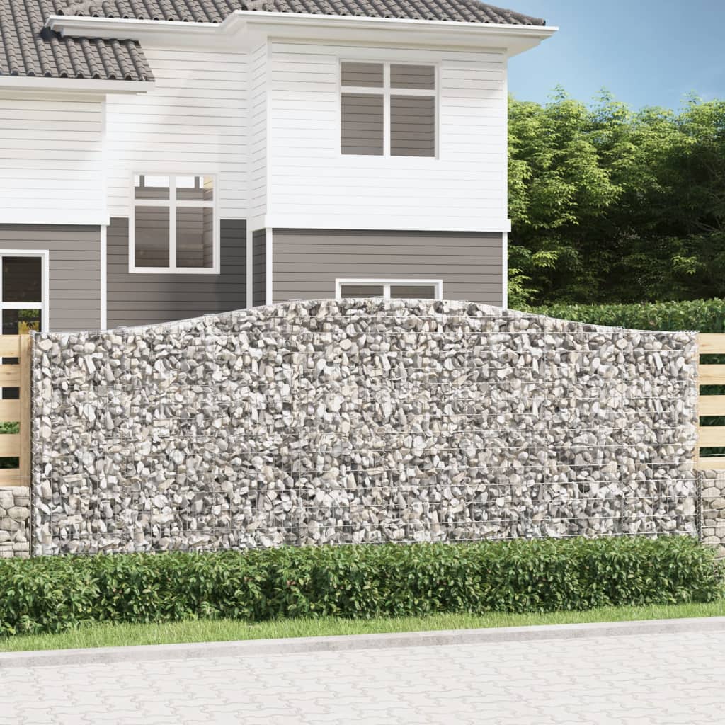 Gabionen Mit Hochbogen 8 Stk. 400X30X80/100Cm Verzinktes Eisen Rot