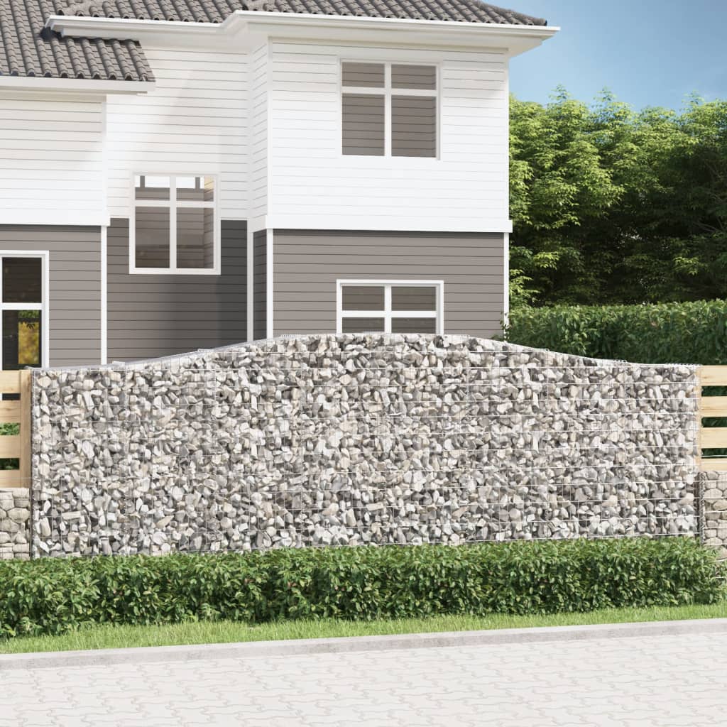Gabionen Mit Hochbogen 8 Stk. 400X30X80/100Cm Verzinktes Eisen Rot