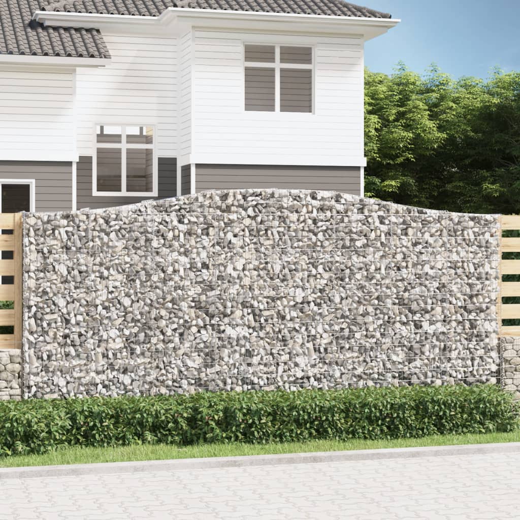 Gabionen Mit Hochbogen 8 Stk. 400X30X80/100Cm Verzinktes Eisen Rot