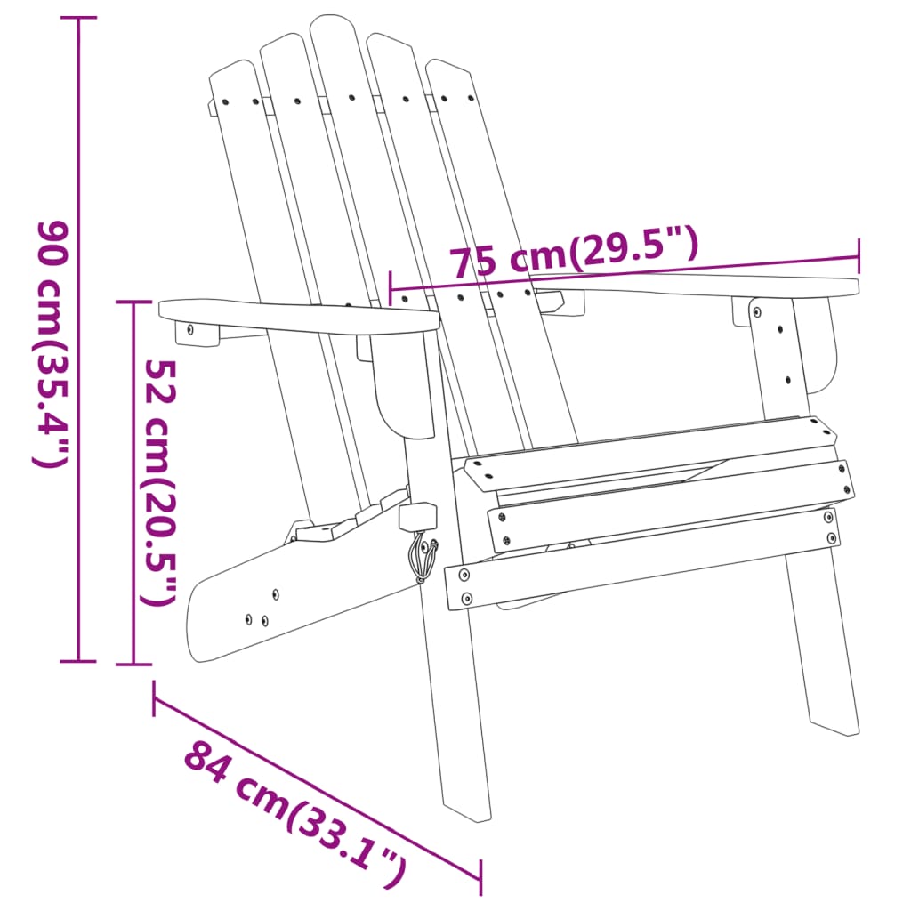 3-Tlg. Garten-Lounge-Set Adirondack Massivholz Akazie