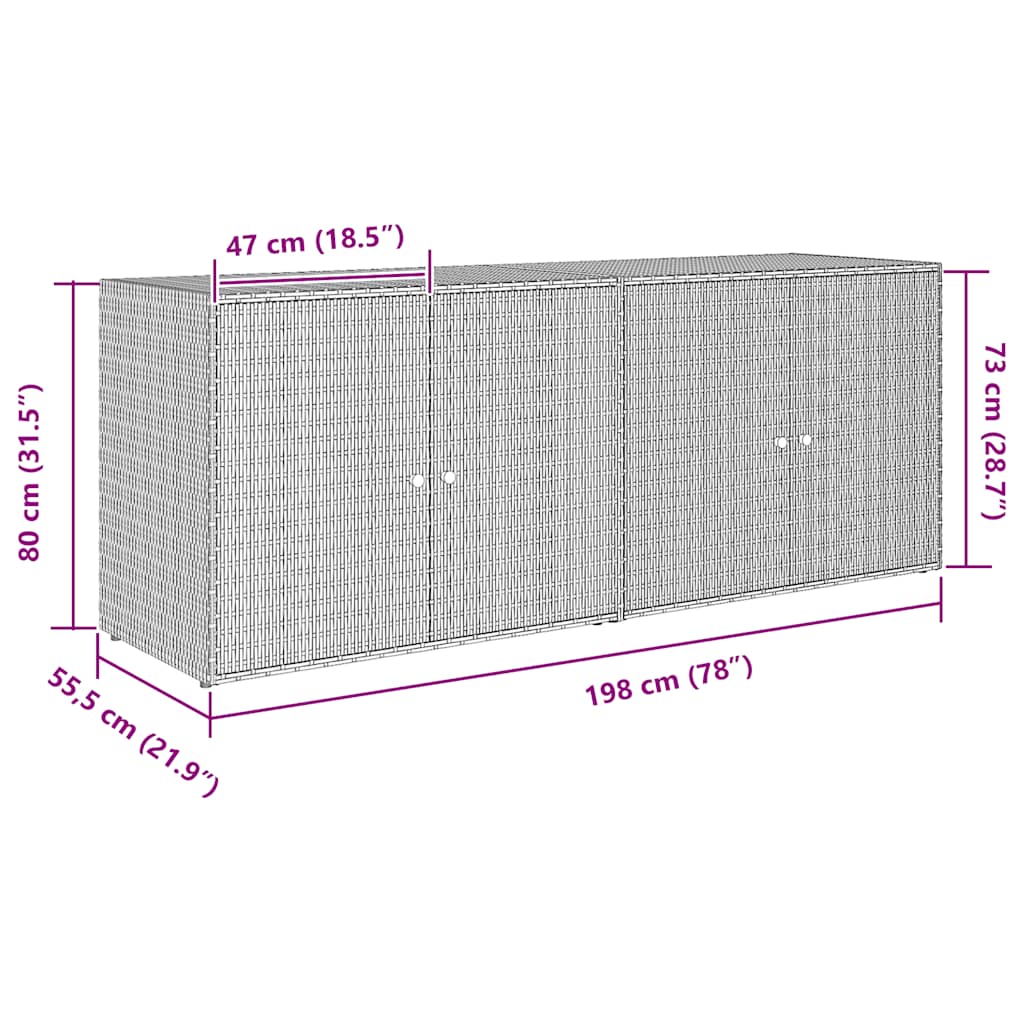Gartenschrank 198 X 55,5 X 80 Cm Poly Rattan