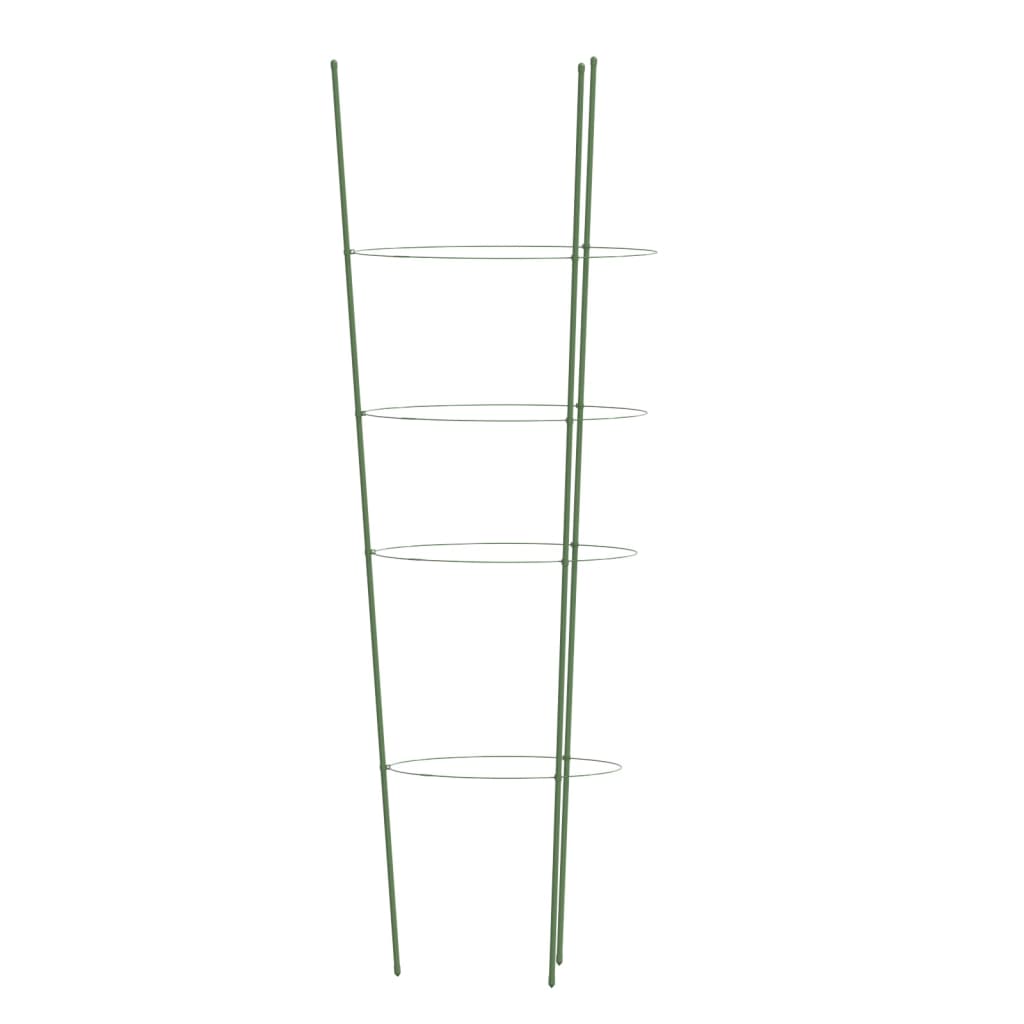 Pflanzenstützen Mit 4 Ringen 5 Stk. Grün 90 Cm Stahl