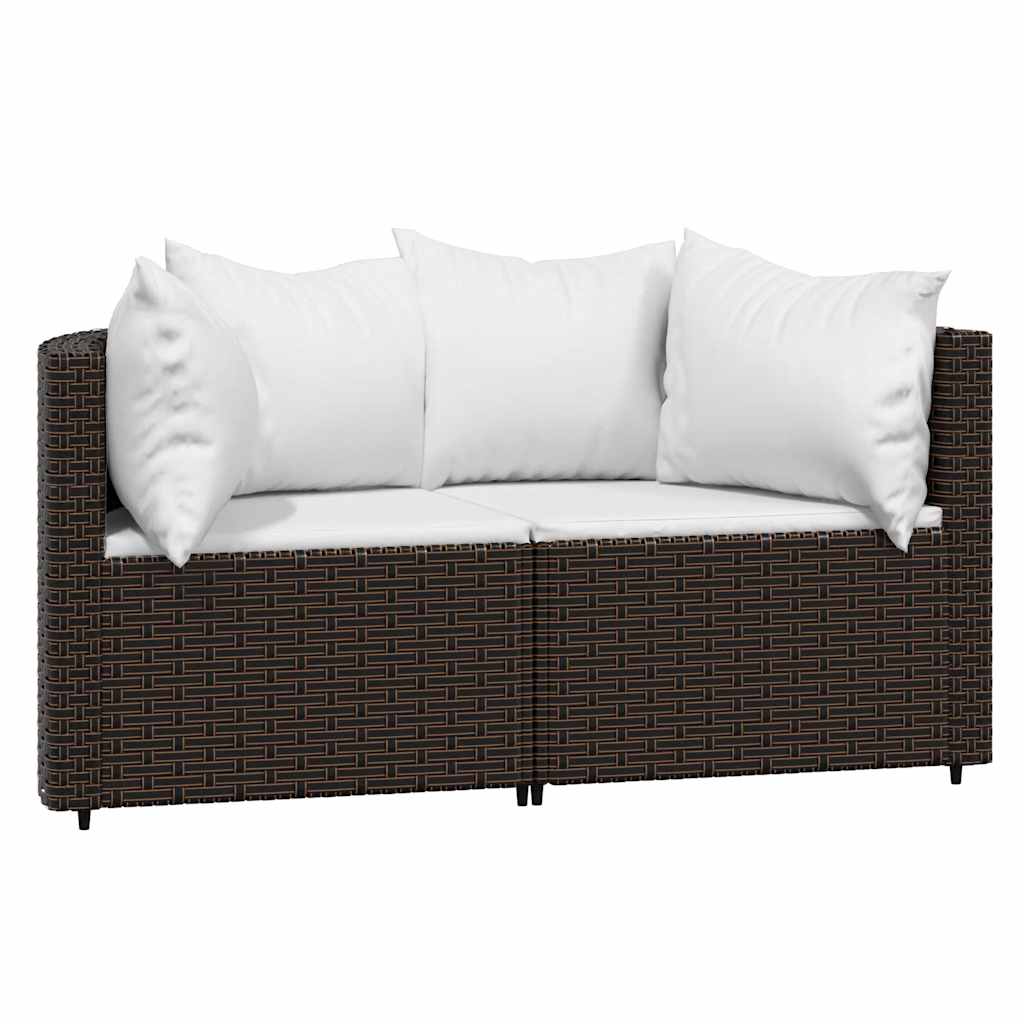 3-Tlg. Garten-Lounge-Set Mit Kissen Poly Rattan