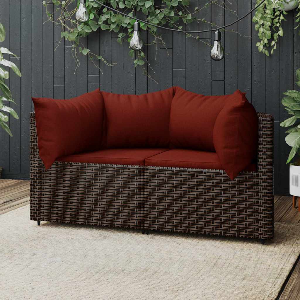 3-Tlg. Garten-Lounge-Set Mit Kissen Poly Rattan