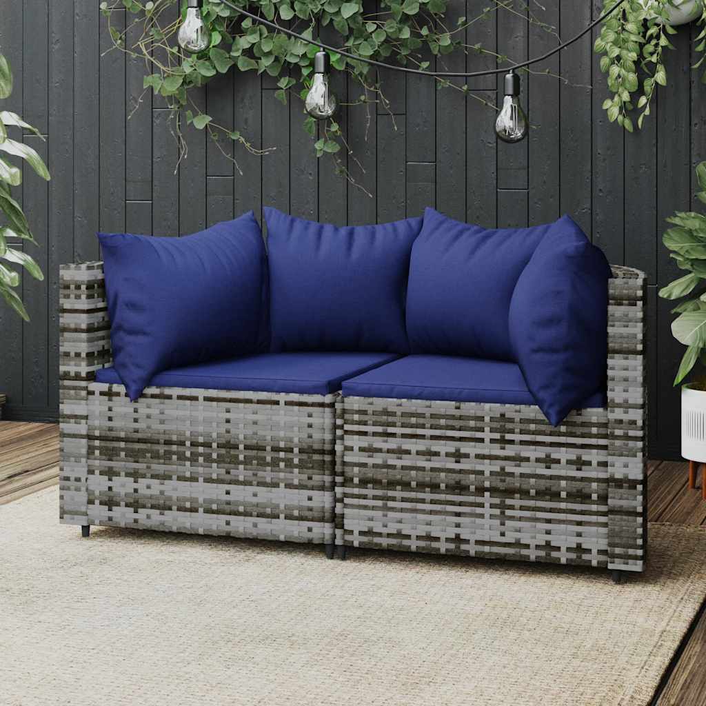 3-Tlg. Garten-Lounge-Set Mit Kissen Poly Rattan