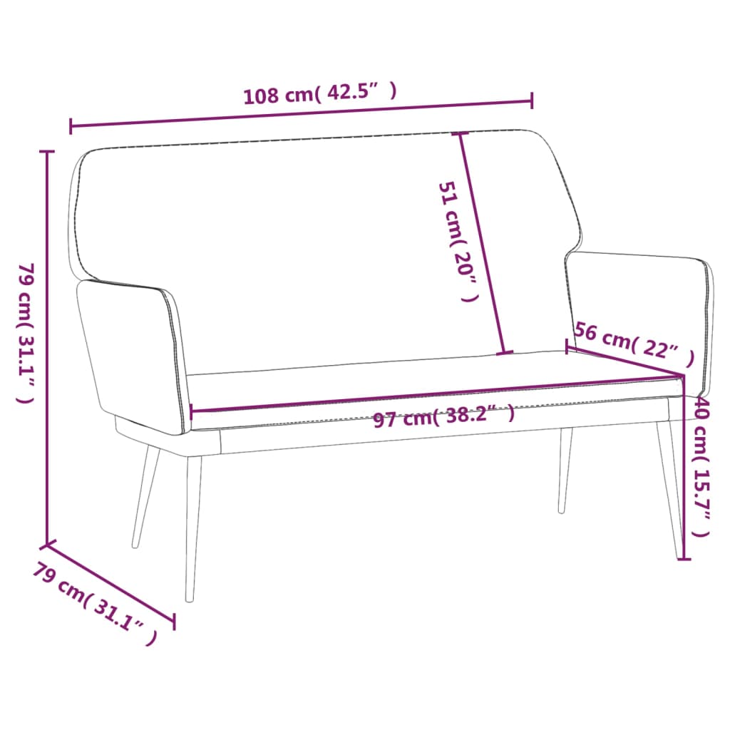Sitzbank 108X79X79 Cm Samt