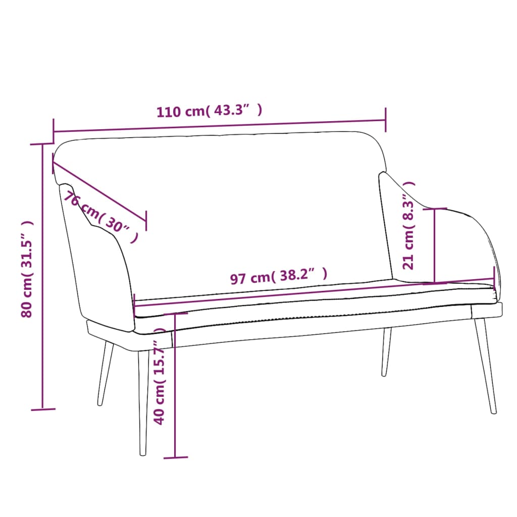 Sitzbank 110X76X80 Cm Samt
