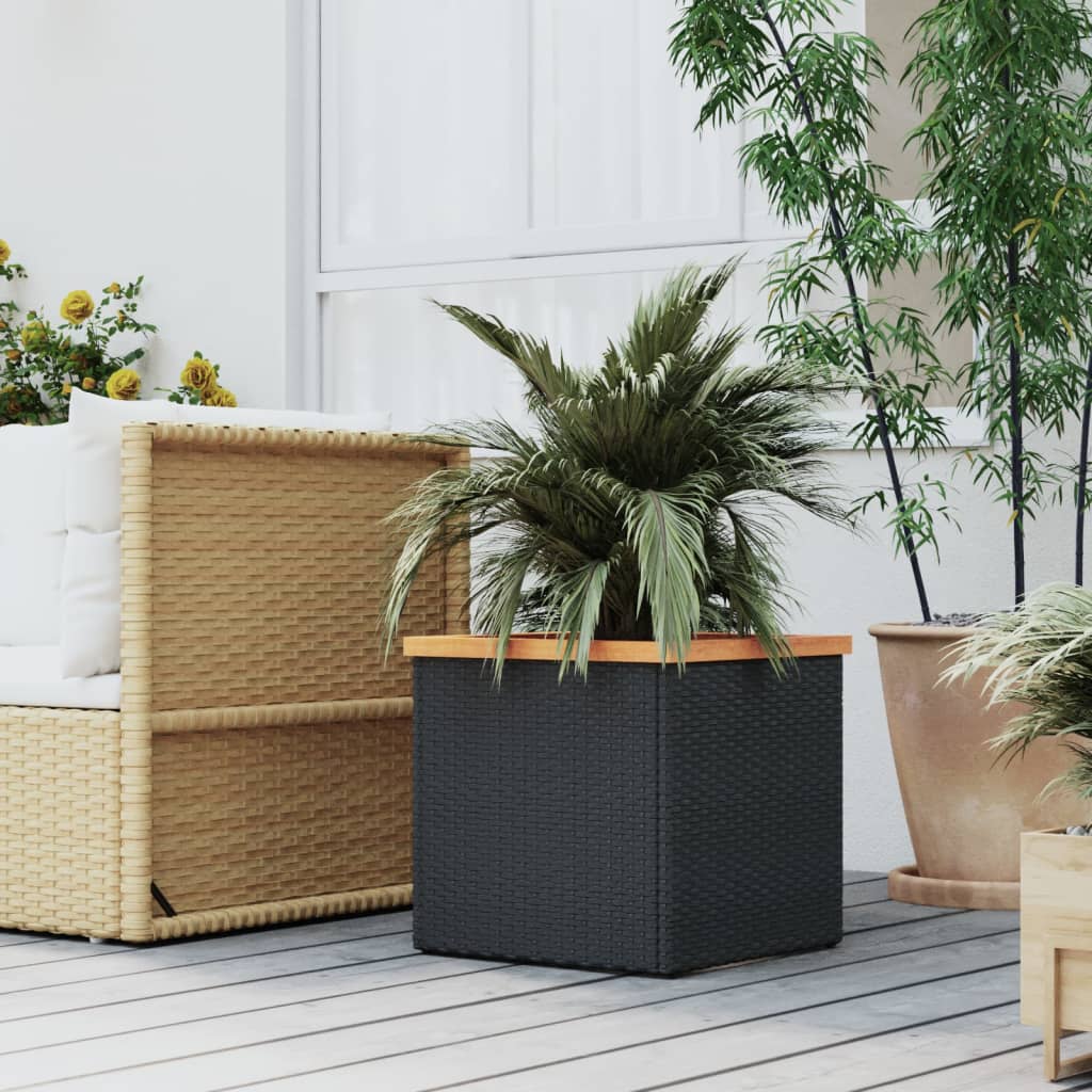 Pflanzkübel Schwarz Poly Rattan