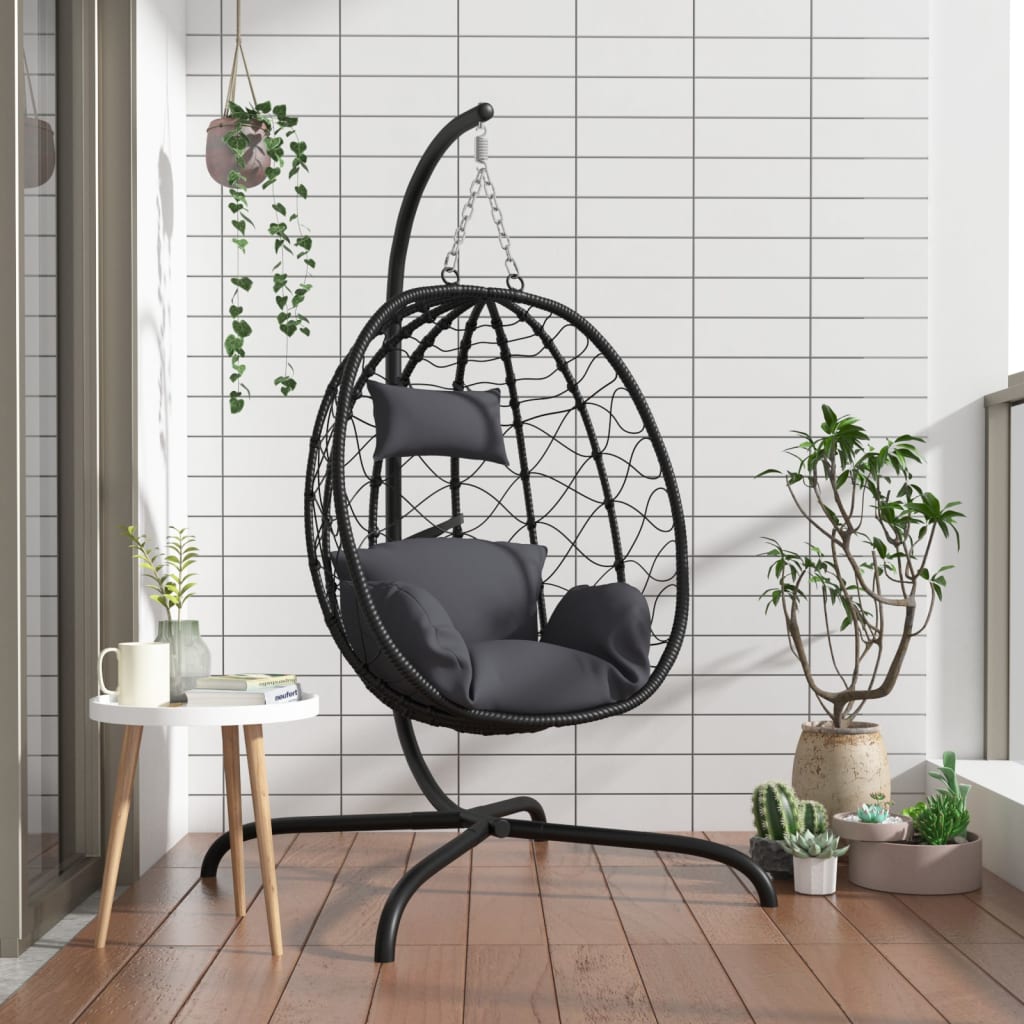 Hängesessel Mit Kissen Poly Rattan & Stahl