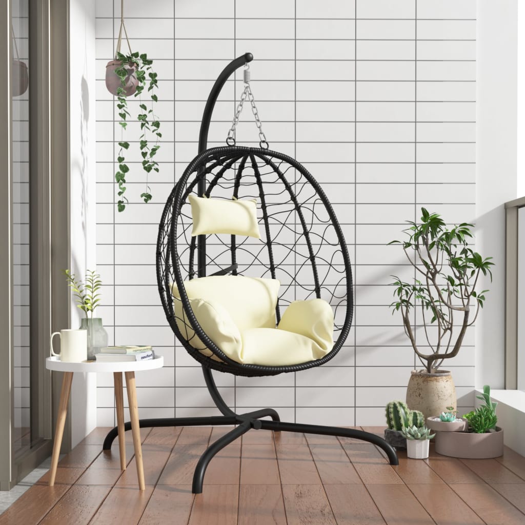Hängesessel Mit Kissen Poly Rattan & Stahl