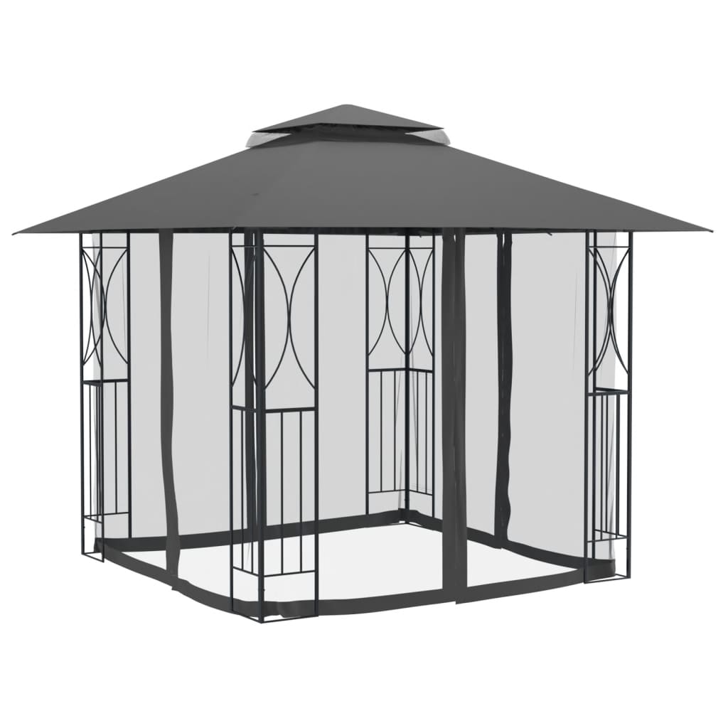 Pavillon Mit Seitenwänden Anthrazit Stahl