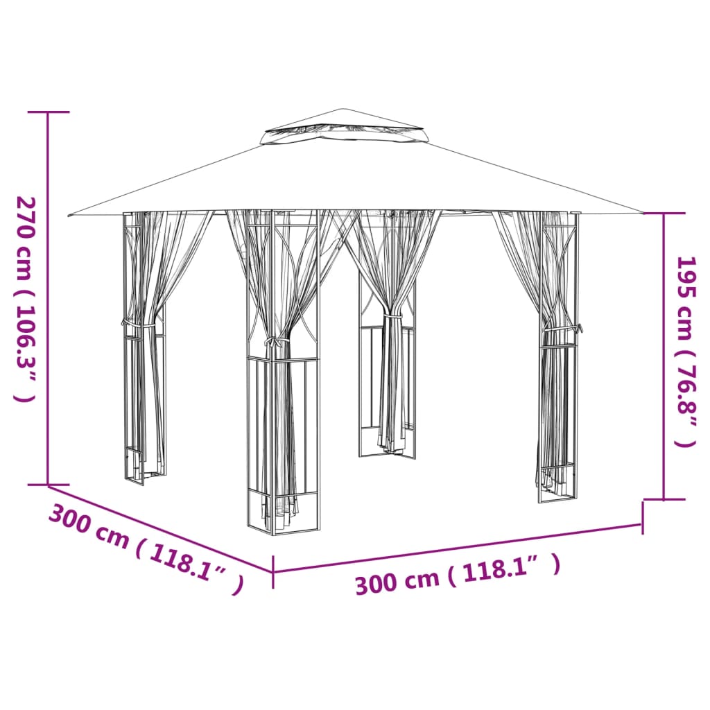 Pavillon Mit Seitenwänden Anthrazit Stahl