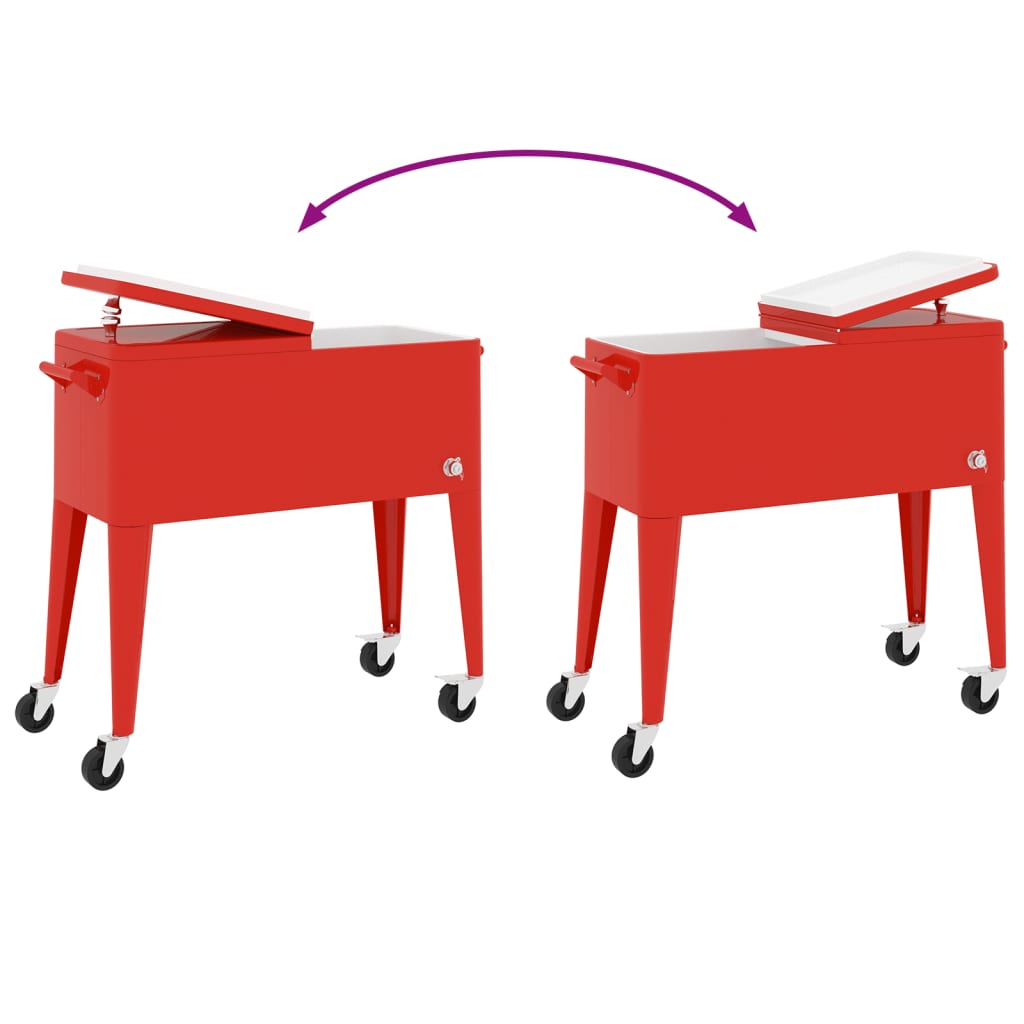 Kühlwagen Mit Rollen Rot 92X43X89 Cm