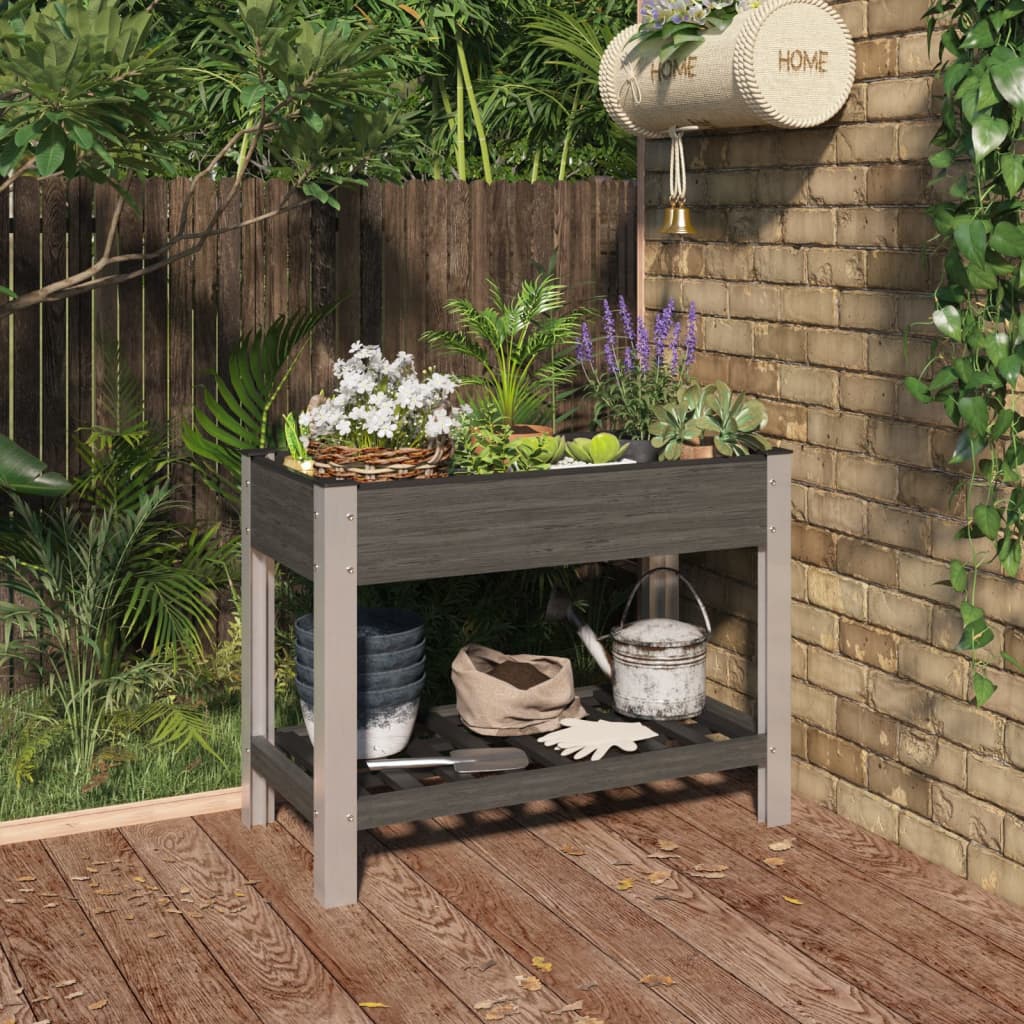 Garten-Hochbeet Mit Ablage Wpc Grau