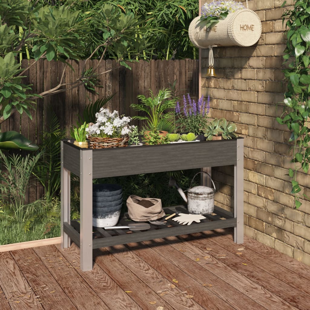 Garten-Hochbeet Mit Ablage Wpc Grau