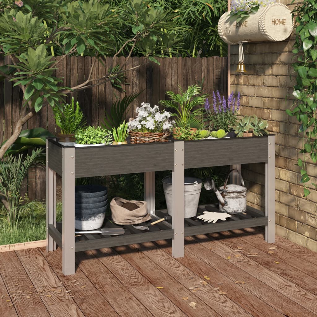 Garten-Hochbeet Mit Ablage Wpc Grau