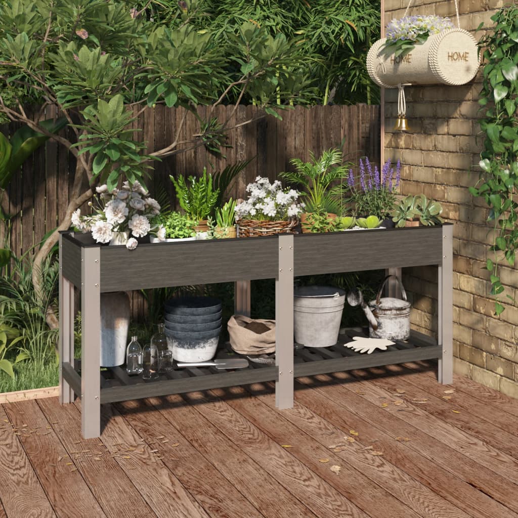 Garten-Hochbeet Mit Ablage Wpc Grau