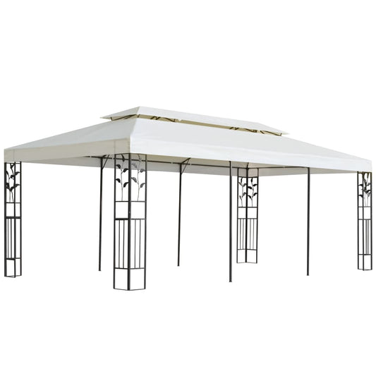 Pavillon Mit Doppeldach Weiß 6X3 M Stahl Weiß