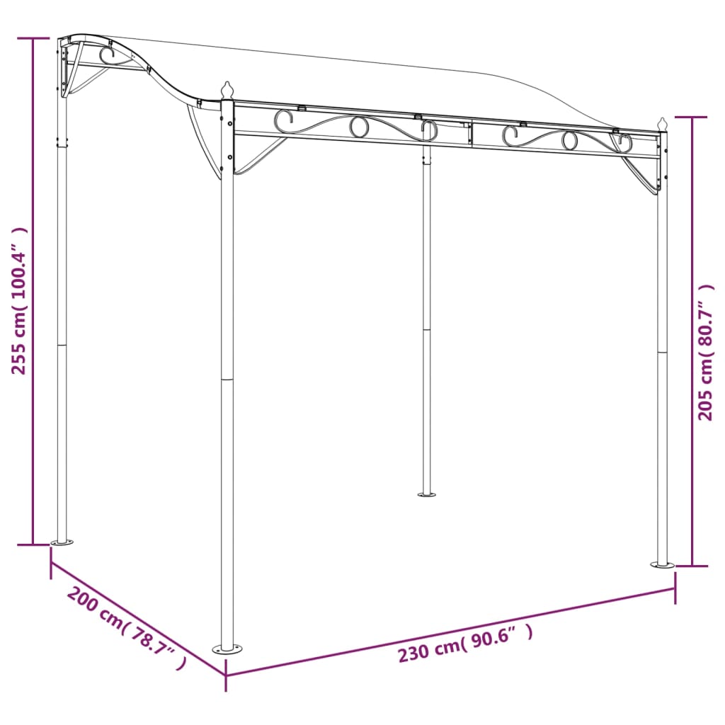 Markise 2X2,3 M 180 G/M² Stoff Und Stahl
