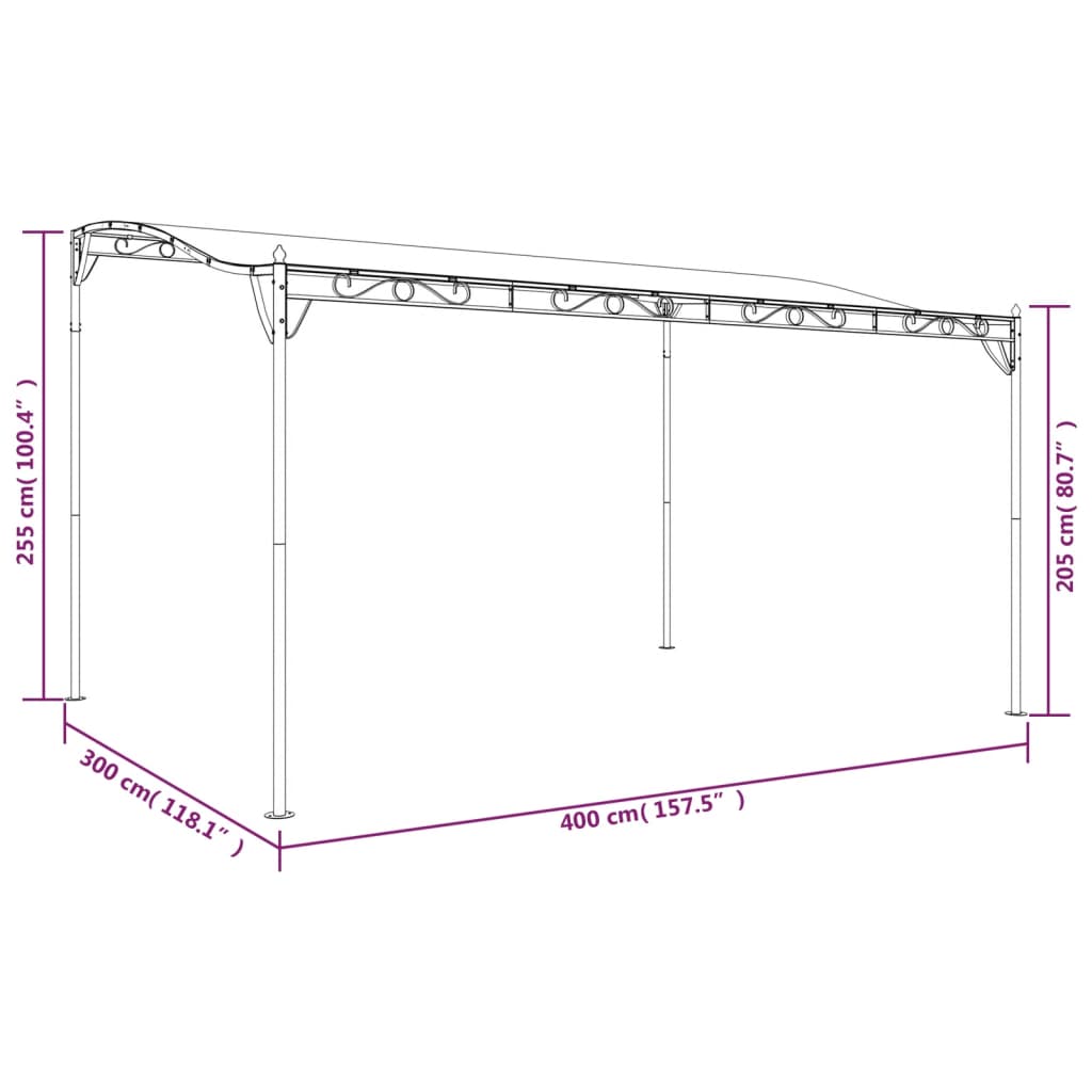 Markise 4X3 M 180 G/M² Stoff Und Stahl