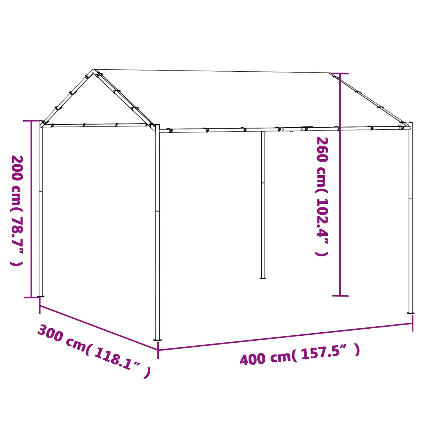 Pavillon 4 X 4 X 2,6 M Weiß Stahl Und Polyester 180 Gsm