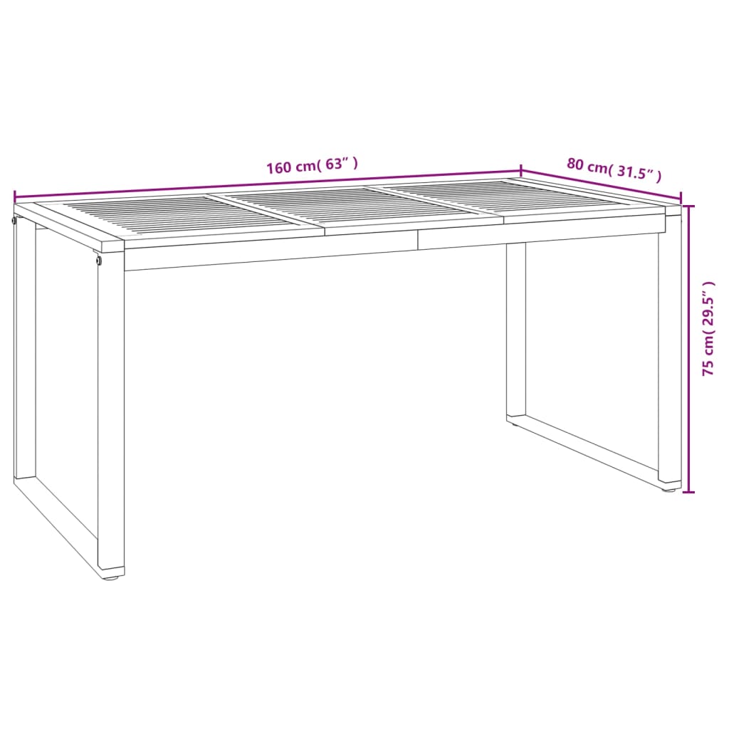 Gartentisch Mit Beinen In U-Form Massivholz Akazie