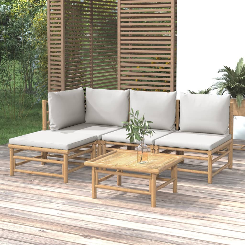 8-Tlg. Garten-Lounge-Set Mit Kissen Bambus