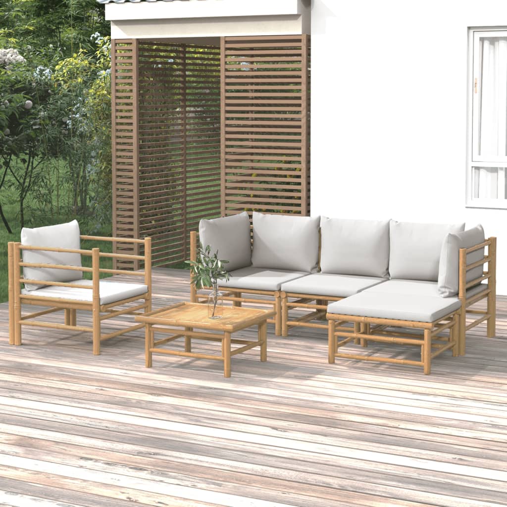 8-Tlg. Garten-Lounge-Set Mit Kissen Bambus