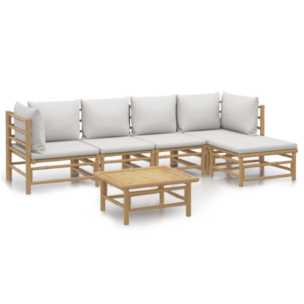6-Tlg. Garten-Lounge-Set Mit En Kissen Bambus