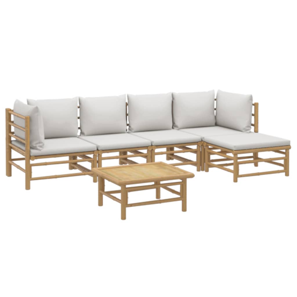 6-Tlg. Garten-Lounge-Set Mit En Kissen Bambus