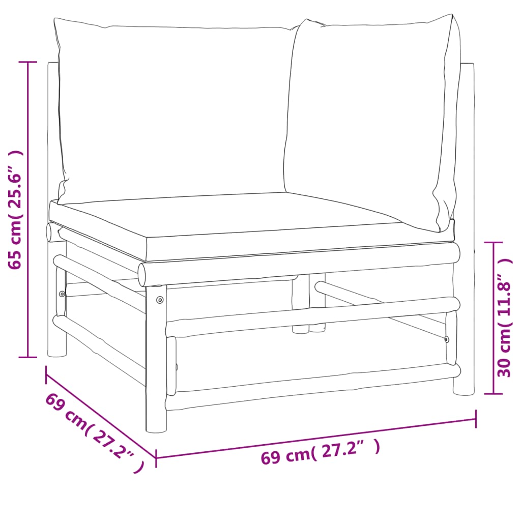 6-Tlg. Garten-Lounge-Set Mit En Kissen Bambus