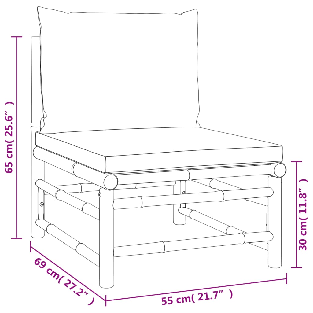 6-Tlg. Garten-Lounge-Set Mit En Kissen Bambus