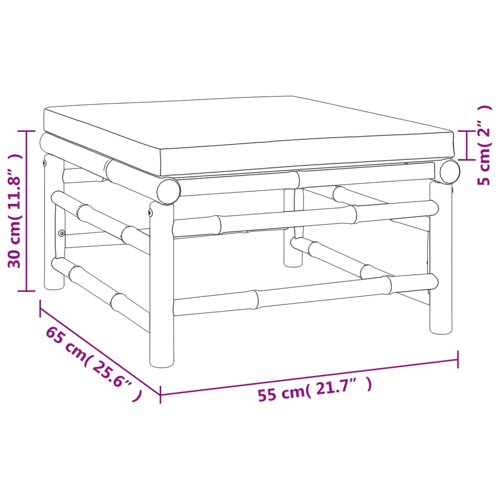 6-Tlg. Garten-Lounge-Set Mit En Kissen Bambus
