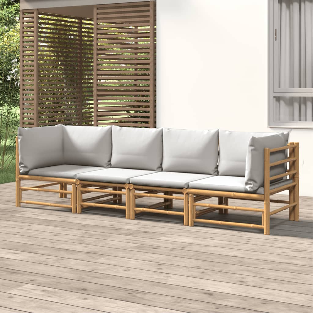 8-Tlg. Garten-Lounge-Set Mit Kissen Bambus