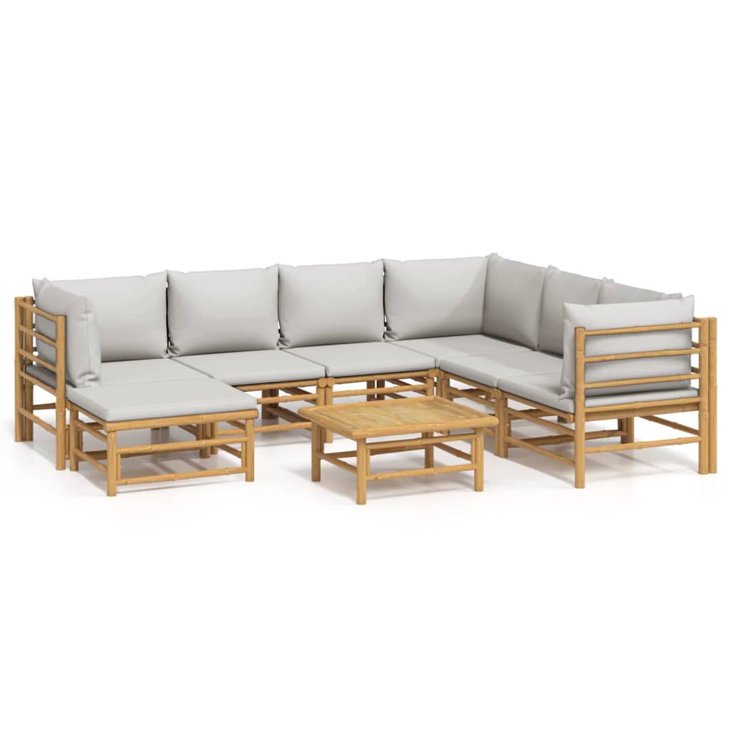 8-Tlg. Garten-Lounge-Set Mit Kissen Bambus