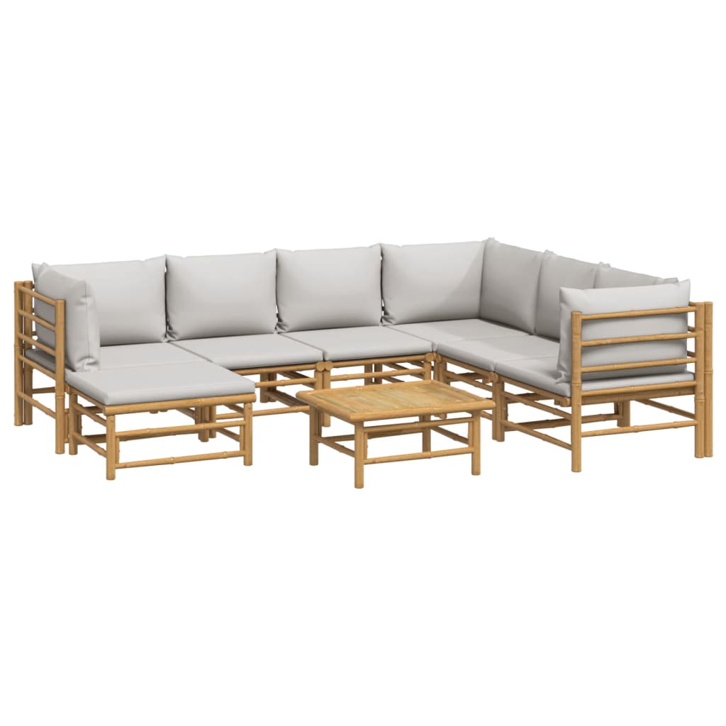 8-Tlg. Garten-Lounge-Set Mit Kissen Bambus