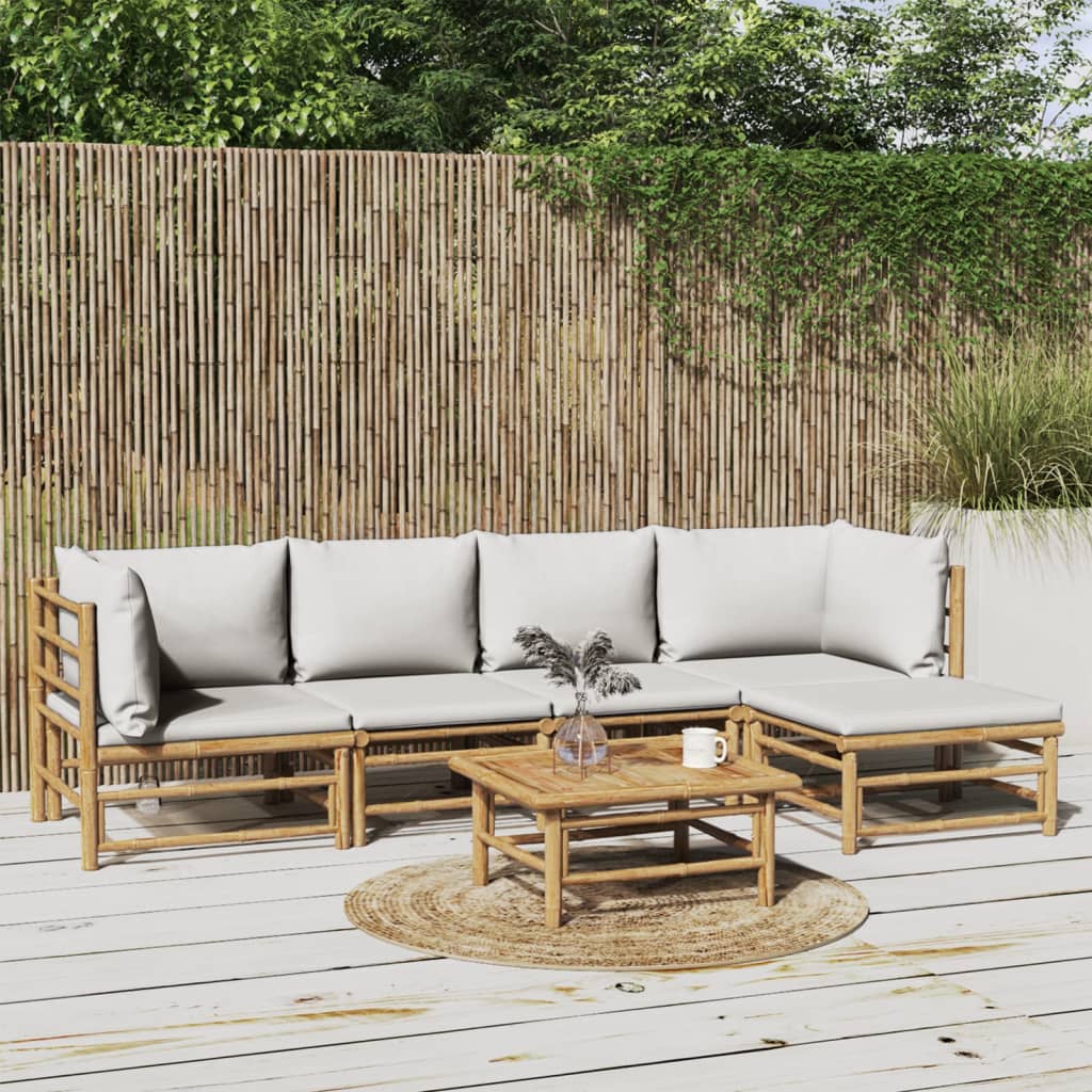 8-Tlg. Garten-Lounge-Set Mit Kissen Bambus