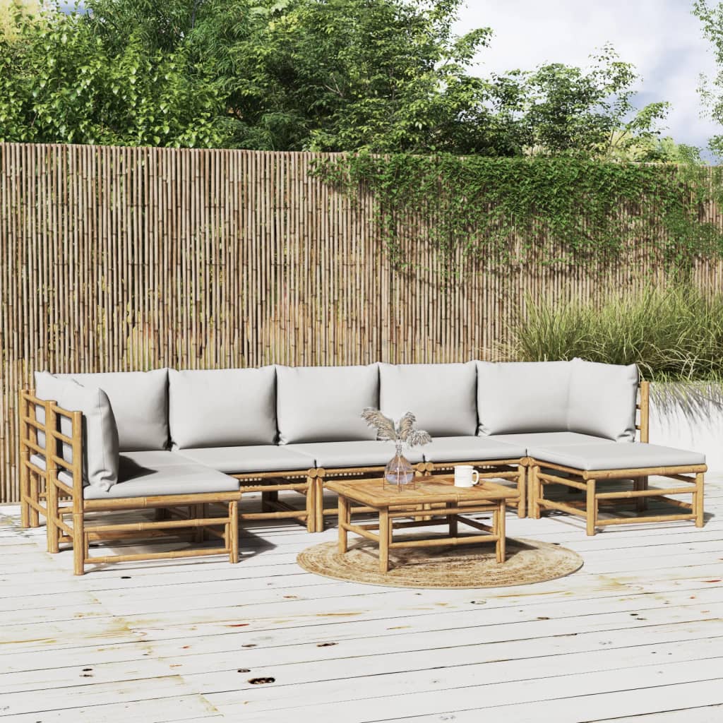 8-Tlg. Garten-Lounge-Set Mit Kissen Bambus