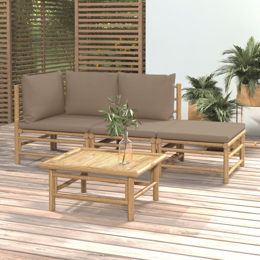 8-Tlg. Garten-Lounge-Set Mit Kissen Bambus
